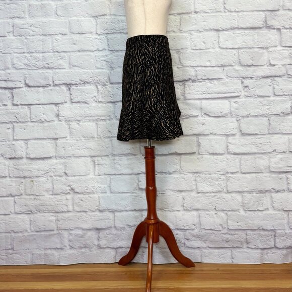 Soaked in Luxury Devin Black & Metallic Gold Striped Faux Wrap Mini Skirt - Picture 3 of 9